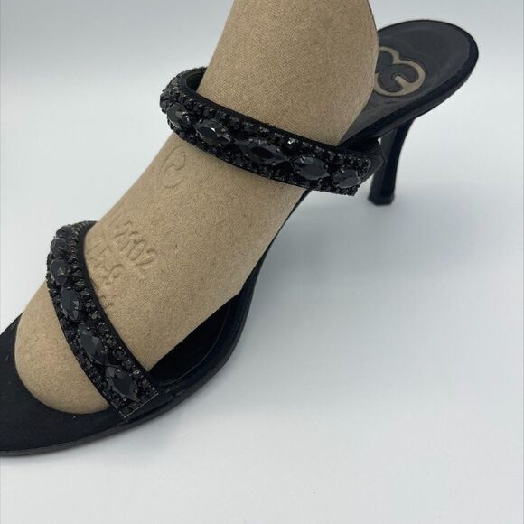 Vero Cuoio shoes, sz 7.5, dressy strappy kitten heel sandal with black beads - Picture 6 of 16